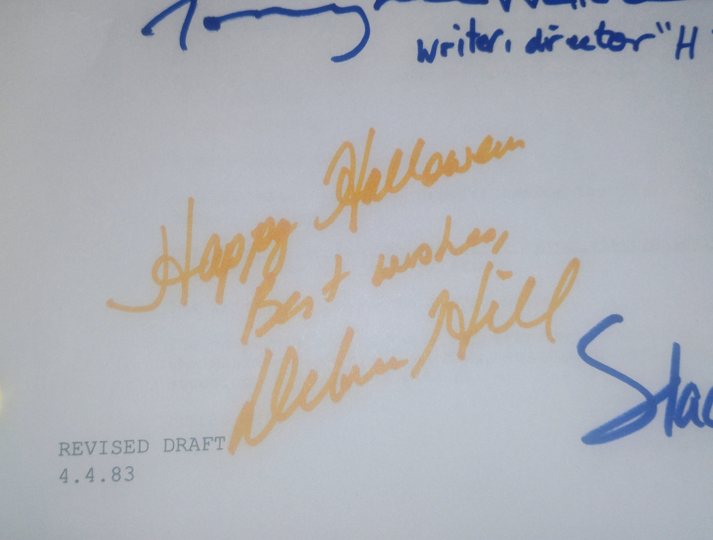 Halloween 3 Hand Signed Autograph Script COA Debra Hill