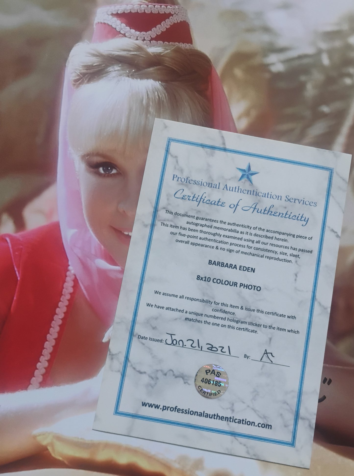 Barbara Eden Hand Signed Autograph 8x10 Photo COA I Dream Of Jeannie