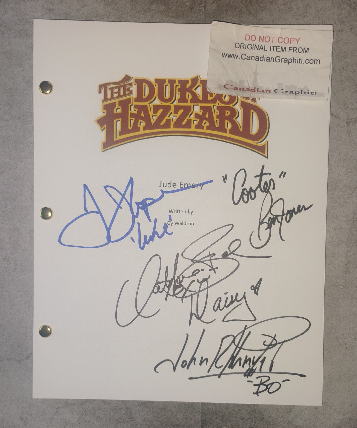 Dukes Of Hazzard 4x Hand Signed Script COA Catherine Bach, Tom Wopat, Ben Jones & John Schneider