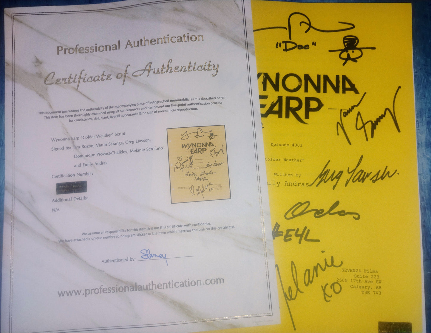 Wynonna Earp 6x Cast Hand Signed Autograph Script COA