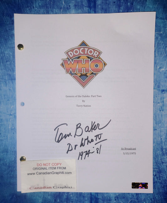 Tom Baker Hand Signed Autograph Doctor Who Script COA