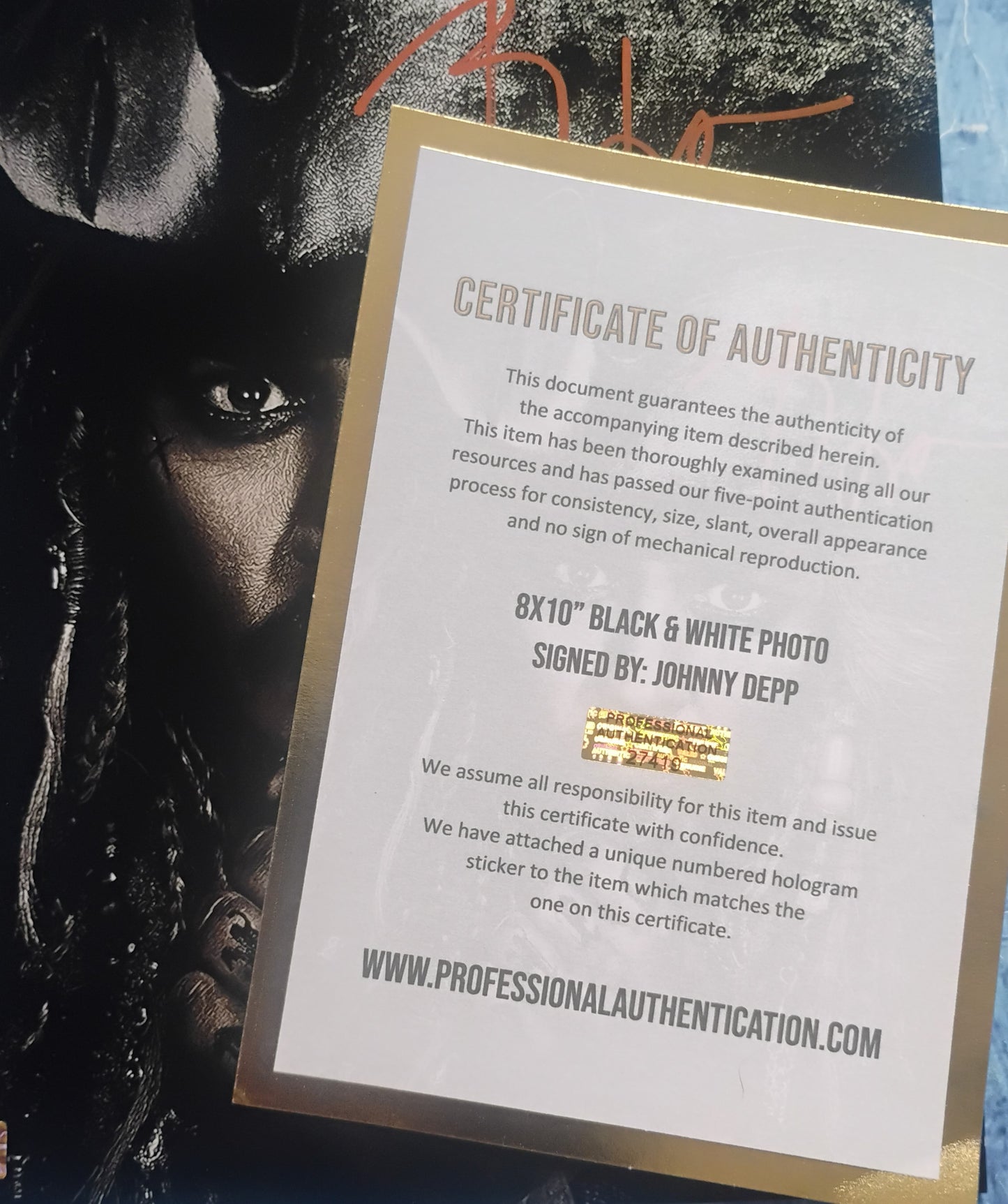 Johnny Depp Hand Signed Autograph 8x10 Photo COA Pirates Of The Caribbean