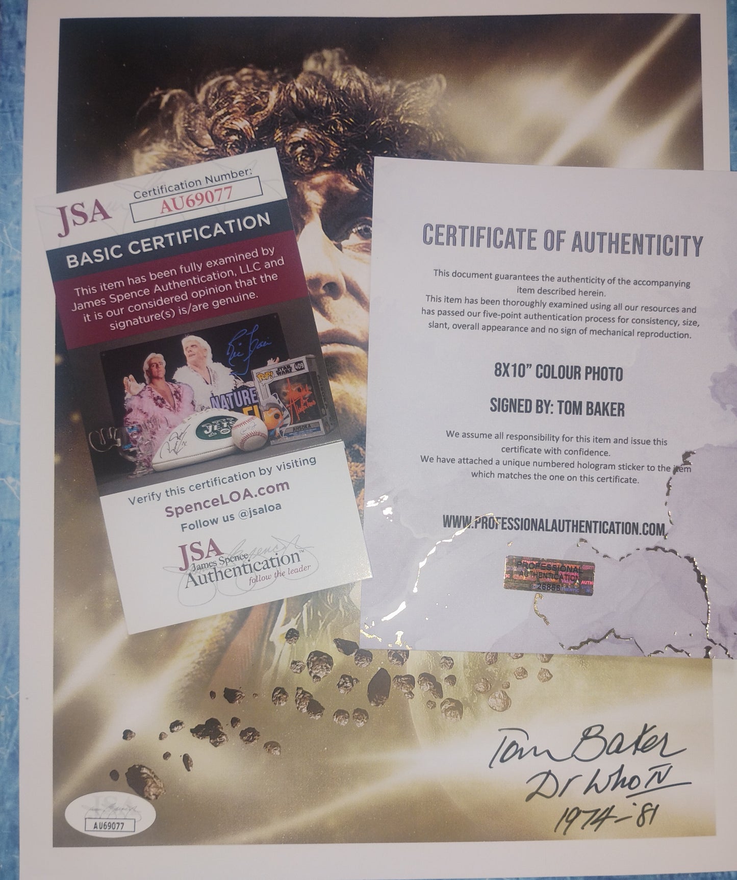 Tom Baker Hand Signed Autograph 8x10 Photo JSA COA Doctor Who