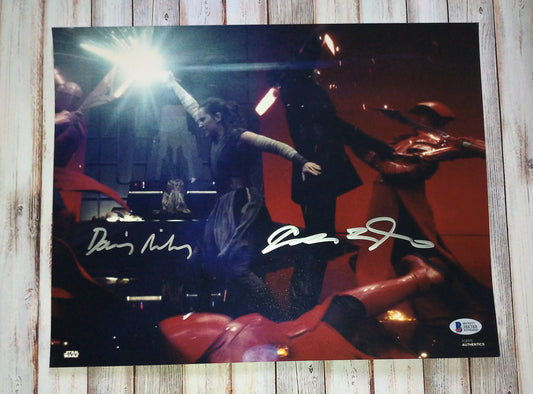 Daisy Ridley & Adam Driver Hand Signed Autograph 11x14 Photo Star Wars